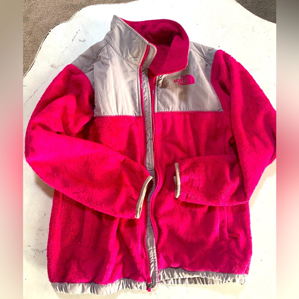 Hot pink- The North Face jacket size kids 18- fits adult Small/medium